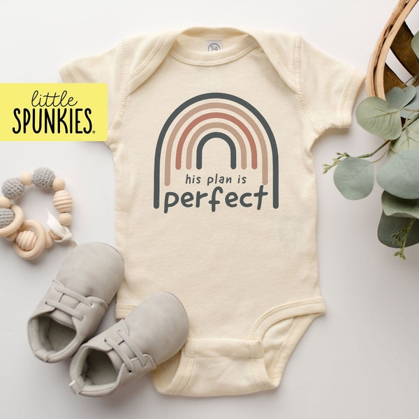 His Plan Is Perfect with Rainbow Onesies® Brand, Christian Baby Bodysuit, Natural Religious Onesies® Brand