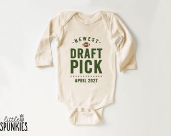 Fall Football Baby Announcement: Newest Draft Pick with Custom Date Onesies® - OL15847