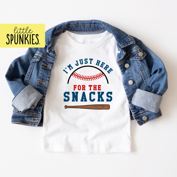 Baseball Lover Shirt, I'm Just Here for the Snacks Toddler Tee, Game Day Vibes Shirts for Kids (BASEBALL)