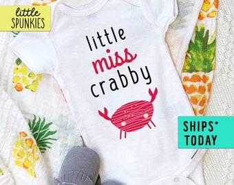 Funny Baby Bodysuit Cute Summer Baby Onesie® Beach Baby Onesie® A Little Crabby Baby Onesie®