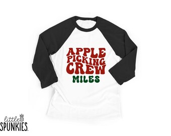Personalized Apple Picking Crew Raglan Shirt, Fall Kids Shirt - FL6646