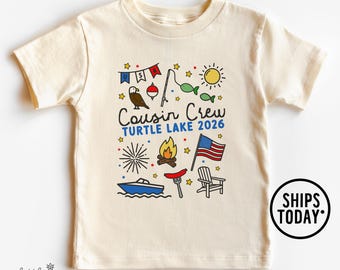 July 4th Family Matching Lake Shirts: Cousin Crew with Custom Text Graphic Tee - AL1516