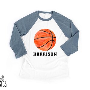 Kids Watercolor Basketball Raglan: Sports Graphic Tee with Name - XL24818
