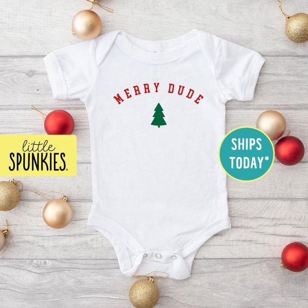 Merry Dude Onesies® Brand, Baby Boy Christmas Outfit, Holiday Infant Graphic Tee