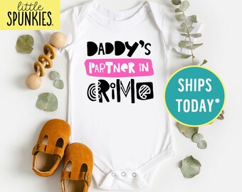 Daddy's Partner in Crime Onesies® Brand, Girl Dad Onesies® Brand, Infant Bodysuit (PINK)