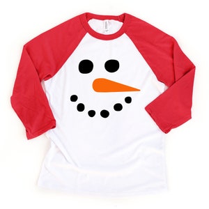 Cute Winter Shirt for Kids, Snowman Face Raglan, Christmas Toddler T ...
