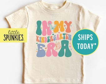 Cute Girls Kindergarten Shirt, In My Kindergarten Grade Era Natural T-Shirt, Gifts for Back to School