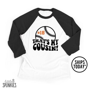 Baseball Cousin Shirt, That&#39;s My Cousin with Custom Player Number Raglan, Personalized Gifts for Kids - XL24782