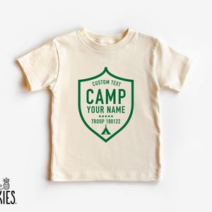 Custom Camp Troop Badge Graphic Tee: Personalized Camping Shirt (GREEN INK) - YL25832
