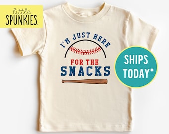 Sports Fan Shirt for Kids, I'm Just Here for the Snacks Natural T-Shirt, Baseball Season Shirts (BASEBALL)