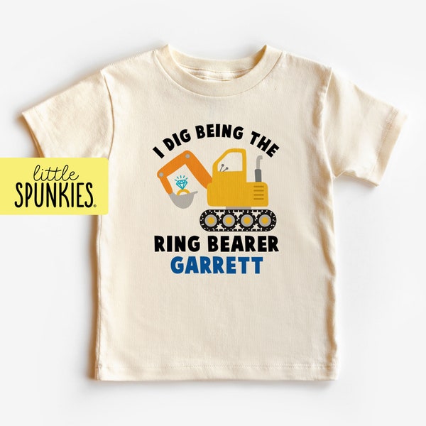 Personalized Wedding Gift for Kids, I Dig Being the Ring Bearer T-Shirt, Natural Toddler Graphic Tee (I DIG BEING the Ring Bearer)