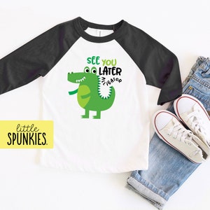 Alligator Shirts for Kids, See You Later Alligator Raglan, Funny Animal Pun Shirts for Kids