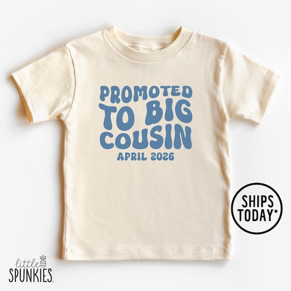 Groovy Promoted to Big Cousin Graphic Tee: Retro  Cousin Shirt with Custom Date - RL18980