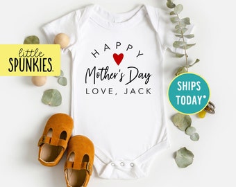 Happy Mother's Day Personalized Onesies® Brand, Custom Name Onesies® Brand, Cute Infant Baby Bodysuit (HAPPY MOTHERS DAY)