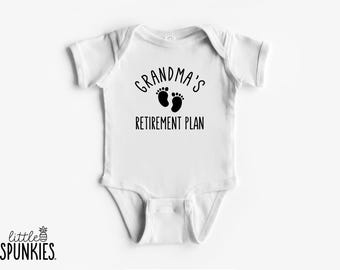 Grandma's Retirement Plan Onesie® Brand: Custom Pregnancy Reveal Gift - OL15703