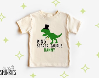 Personalized Ring Bearer Saurus T-Shirt: Custom Wedding Dinosaur Shirt for Boys - AAL27986