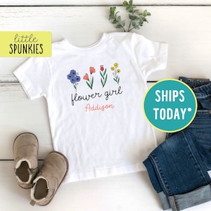 Wildflowers Flower Girl Shirt, Personalized Wedding Shirt, Custom Name Kids Tee (WILDFLOWERS FLOWER GIRL)