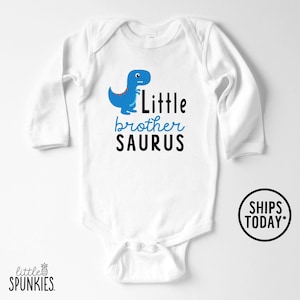Little Brother Saurus Onesies® Brand: Blue Dino Baby Bodysuit - RL19080