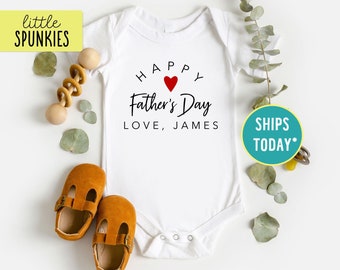 Happy Father's Day Onesies® Brand, Custom Name Father's Day Outfit, Personalized Infant Bodysuit Baby (HAPPY FATHERS DAY)