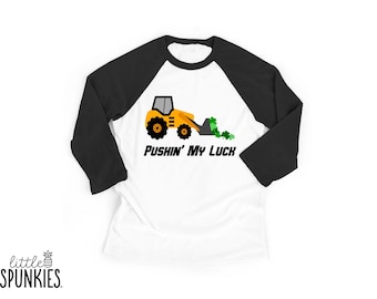 Pushin' My Luck Toddler Raglan: Funny St Patricks Day Shirt for Boys - IL10064