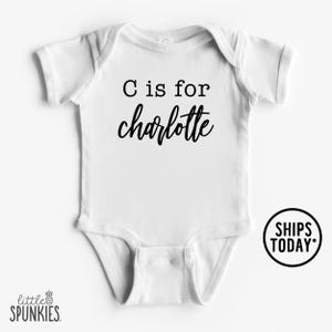 Personalized Baby Girl Onesies® Brand, Custom Text Onesies® Brand, Letter is for Name Infant Shirt, Cursive Text - UL21360