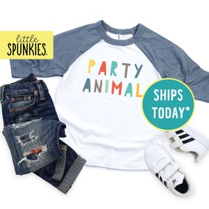 Funny Party T-Shirt for Kids, Party Animal Toddler Raglan, Animal Themed Birthday Shirt