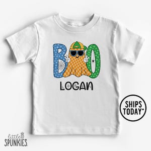 Personalized Boo Ghost Shirt for Boys: Custom Halloween Graphic Tee - GL7831