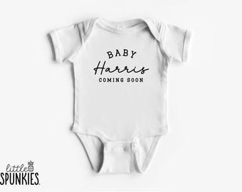Baby Last Name Coming Soon Onesie® Brand: Custom Pregnancy Announcement - OL15652