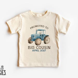 Big Cousin Blue Tractor T-Shirt: Farm Themed Pregnancy Reveal Shirt R- L18962