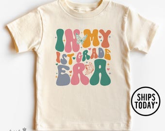 In My 1st Grade Era Natural Graphic Tee, Girls Trendy T-Shirt, Cute Back to School Shirt - WL23612