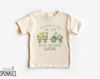 Tractor Ring Bearer with Custom Name, Get a Load of This I'm the Ring Bearer Tshirt, Personalized Country Boy Proposal Gift - AAL27962