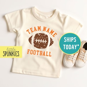 Personalized Football Shirt for Kids, Football School Spirit Wear, Natural Graphic Tee (TEAM NAME w/ FOOTBALL)