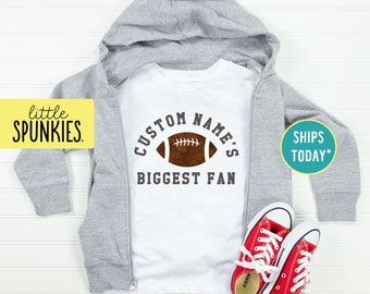 Custom Football Graphic Tee, Personalized Biggest Fan Kids T-Shirt, Kids Football Gifts (FOOTBALL)