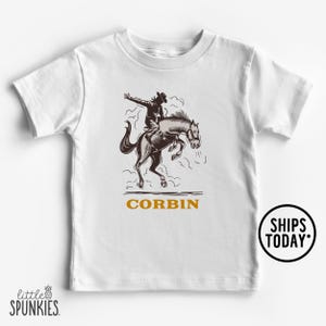 Cowboy T-Shirt for Kids, Bucking Bronco with Custom Name Shirt, Personalized Western Gift - BBL28170