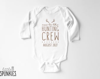 New to the Hunting Crew Onesies® Brand: Deer Antlers with Custom Due Date - OL15880