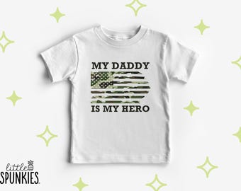My Daddy is My Hero Military Shirt: Camo USA Flag Kids Graphic Tee - RL19178