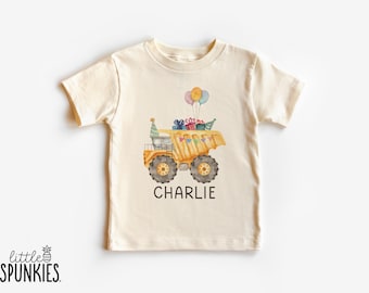 Custom Name Birthday Dump Truck Shirt: Construction Theme Party Outfit - PL16746