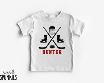 Kids Hockey Shirt with Name: Personalized Sports Fan Graphic Tee  - XL24893