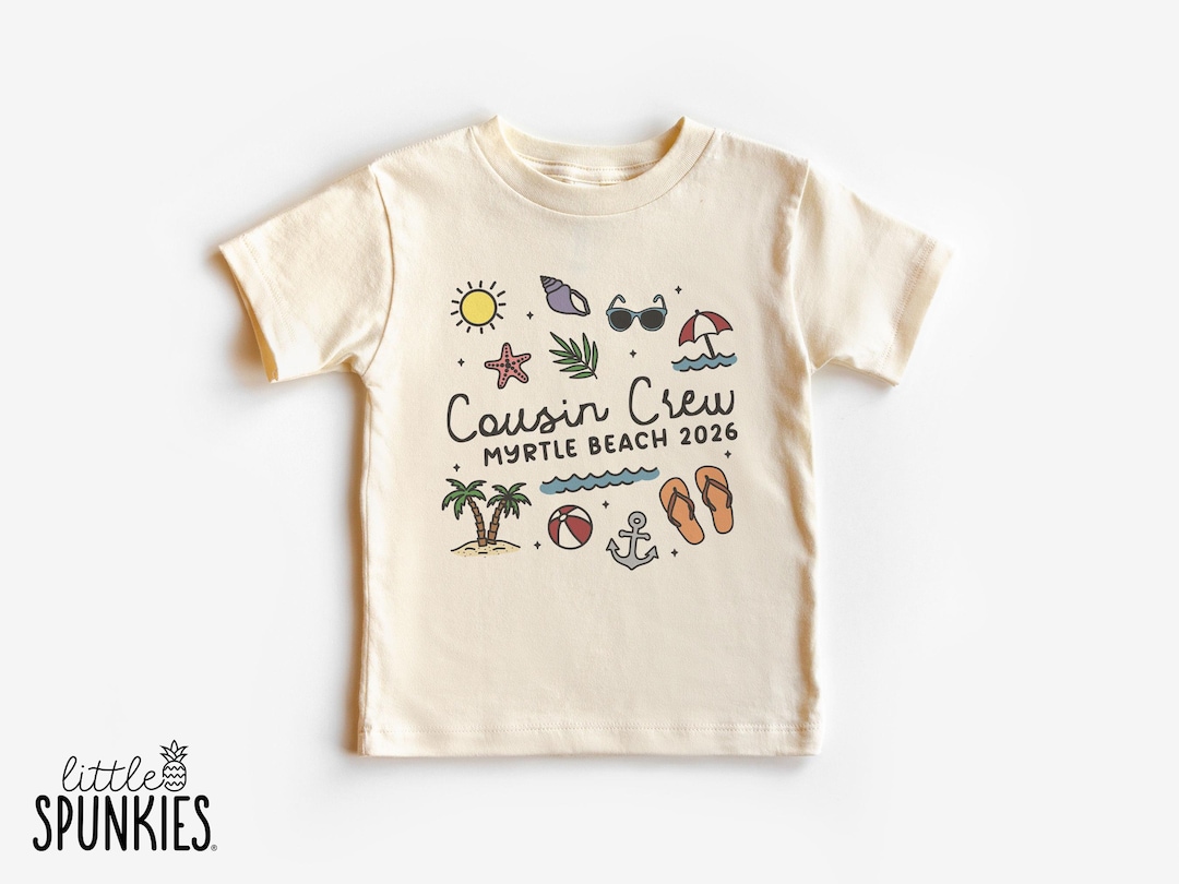 Personalized Cousin Beach Vacation Graphic Tee: Coquette Doodles T-Shirt with Custom Text 