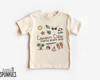 Personalized Cousin Beach Vacation Graphic Tee: Coquette Doodles T-Shirt with Custom Text - YL25979