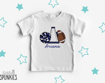 Personalized Cheerleader Shirt: Custom Name Pom Pom and Cheer Horn Tee - XL25001