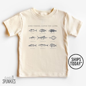 Retro Fish Graphic Tee for Kids, Gone Fishing Catch You Later Toddler T-Shirt, Summer Vacation Lake Shirt - YL25877