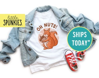 Oh Nuts Toddler T-Shirt, Funny Animal Puns for Kids, Cute Squirrel Graphic Tee