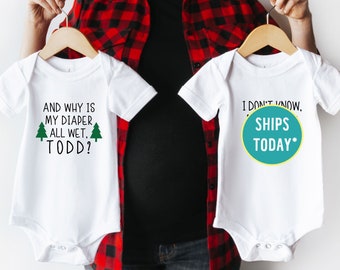 And Why Is My Diaper All Wet, Todd? Onesies® Brand, I Don't Know Margo, Twin Christmas Onesies® Brand