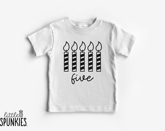 Five Birthday Candles Shirt: Minimalist 5th Birthday Party Tee for Boys and Girls - PL16758