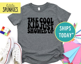 The Cool Kid Just Showed Up Shirt, Funny Shirts for Kids, The Cool Kid Toddler Graphic Tee (BLACK INK)