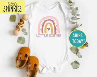 Pink Rainbow Little Sister Onesies® Brand, Little Sister Gift, Coming Home Onesies® Brand Baby Bodysuit
