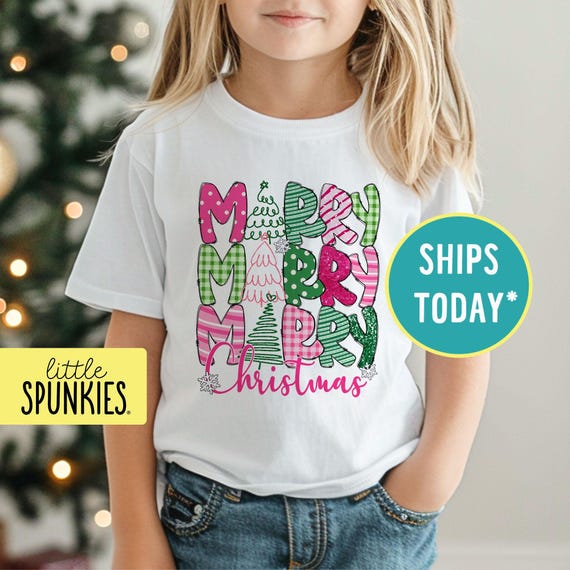 Merry Christmas Pink & Green Tee Merry Christmas Pink & Green Tee
