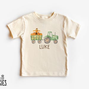 Boho Boys Fall Green Tractor: Personalized Watercolor Scarecrow Tractor Shirt - FL6676