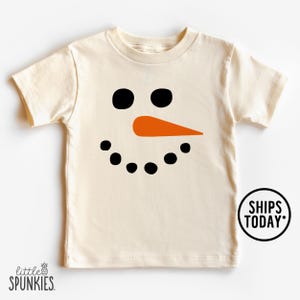 Snowman Face Christmas Graphic Tee: Winter Holiday Shirts for Kids - BL2648